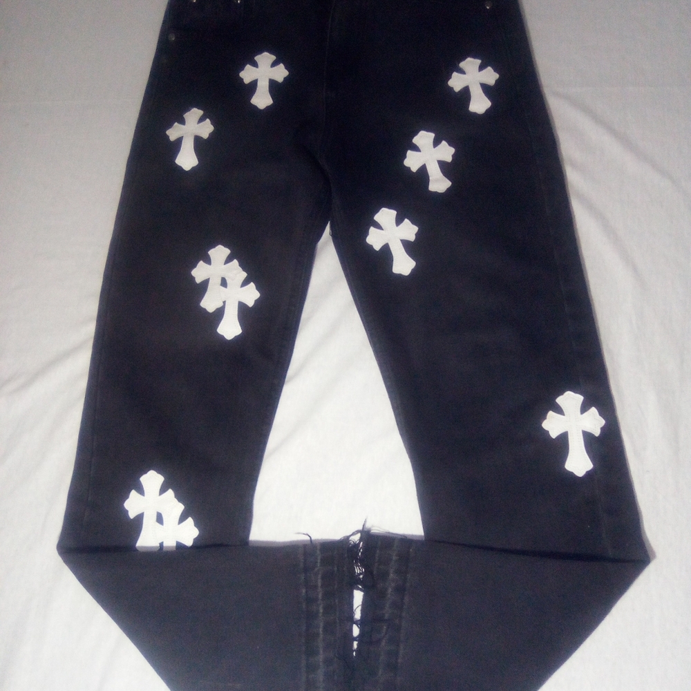 Black and White Chromes Heart Jeans